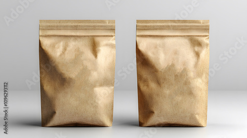 High-resolution paper bag set mockup featuring realistic designs, ideal for commercial branding presentations