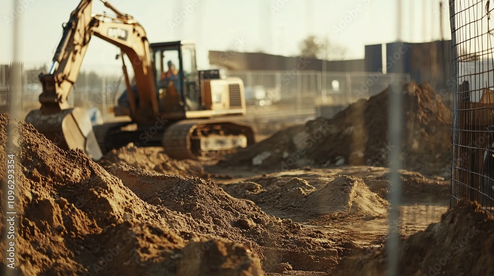 Construction Area with Excavator in High Resolution