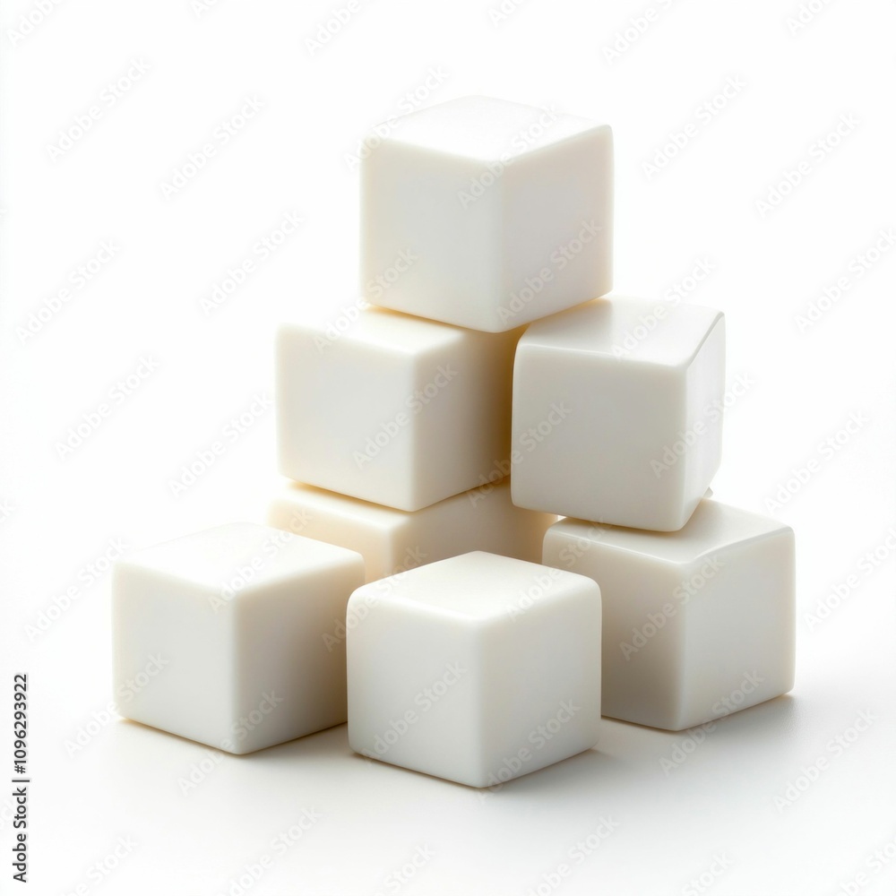 Stack of White Sugar Cubes Isolated on White Background Stack of White Sugar Cubes Isolated on White Background