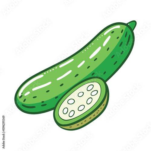 A slice green cucumber illustration