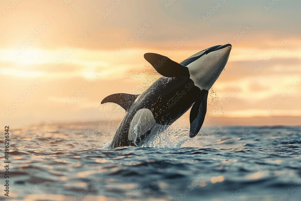 Fototapeta premium Fantastically beautiful majestic huge whale in deep ocean