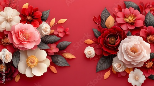 Timeless vintage flowers background showcasing roses and peonies with subtle shading, perfect for invitations