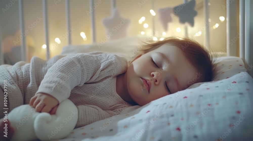 Adorable Baby Sleeping Peacefully in Crib Adorable Baby Sleeping Peacefully in Crib