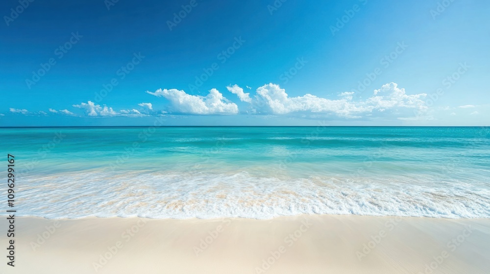 Fototapeta premium Calm turquoise sea with gentle waves, perfect for a serene and tropical background