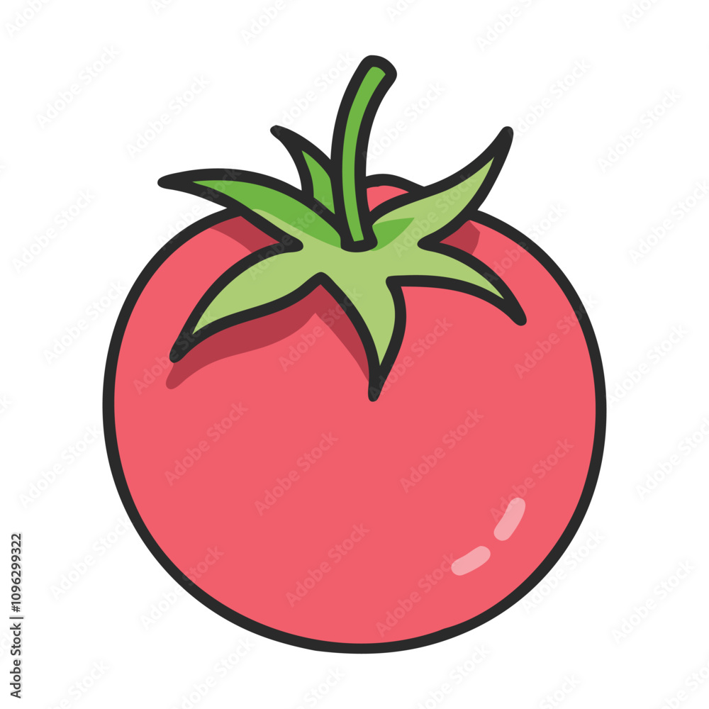 Fresh Red Tomato With Green Leaves and Glossy Finish Fresh Red Tomato With Green Leaves and Glossy Finish
