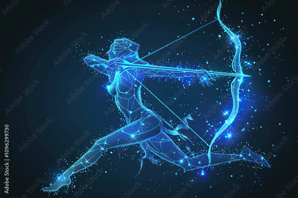 Astrological composition with Sagittarius zodiac sign symbol Astrological composition with Sagittarius zodiac sign symbol