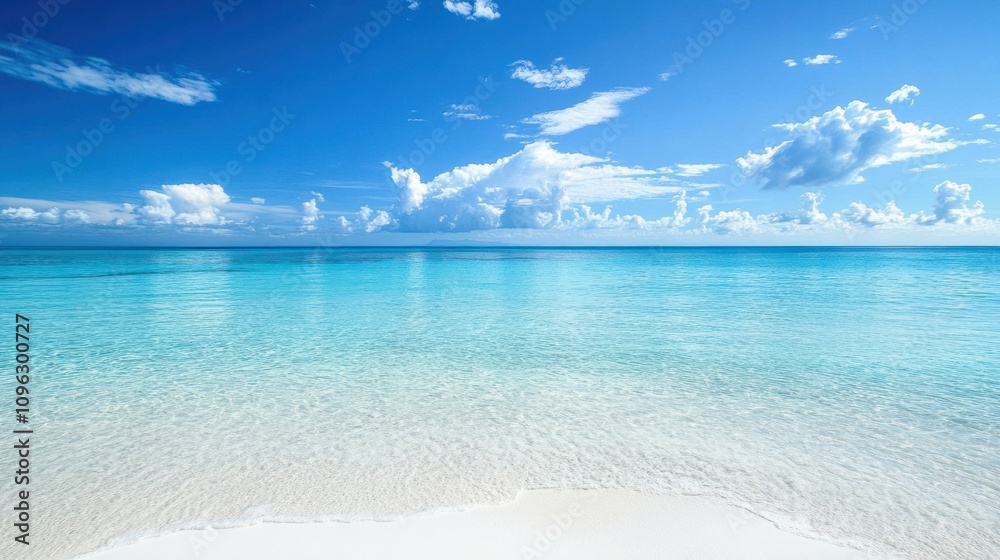 Crystal-clear sea with white sand below, creating a tropical underwater background Crystal-clear sea with white sand below, creating a tropical underwater background