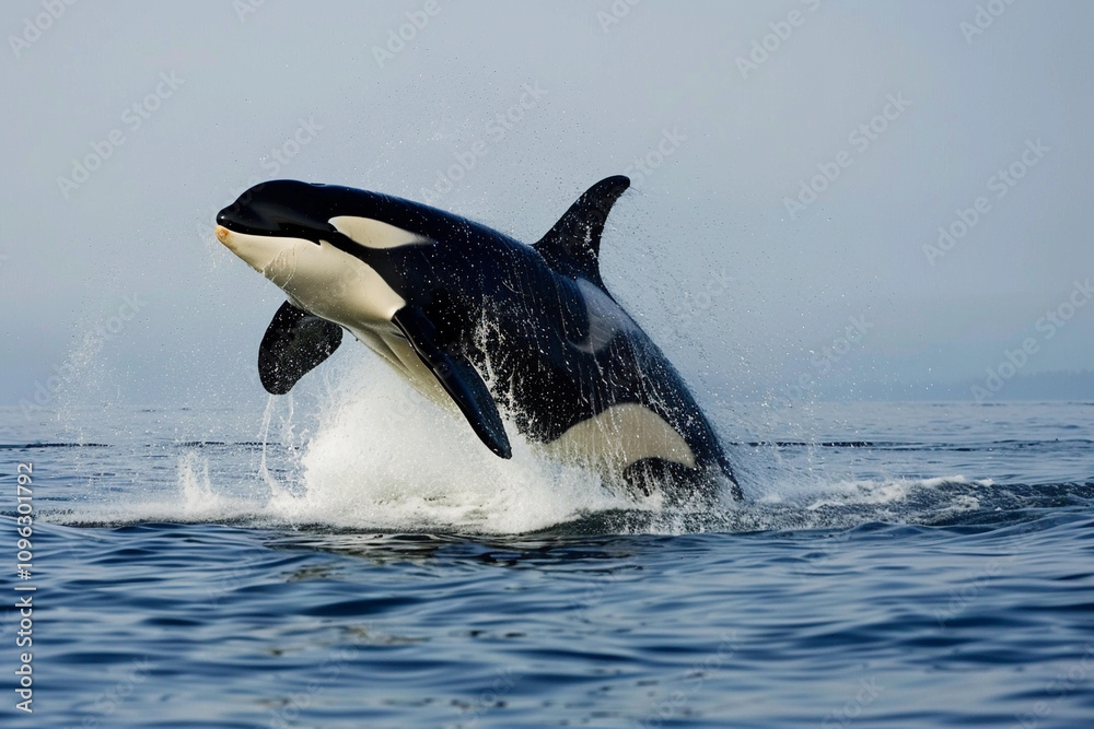 Fototapeta premium Fantastically beautiful majestic huge whale in deep ocean