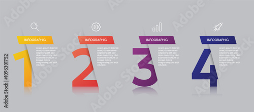 Infographic template for presenting steps and options with icons. Business infographic design start to success.