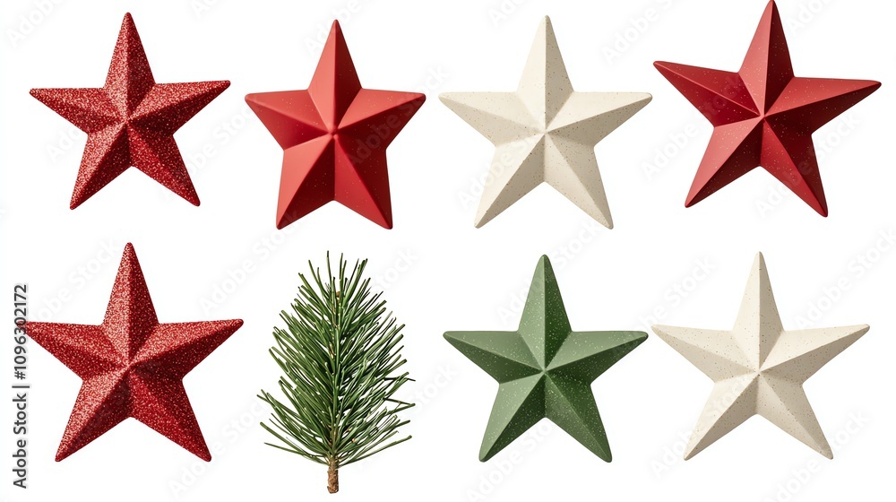 A festive collection of decorative stars and a green tree, perfect for Christmas-themed projects and decor. A festive collection of decorative stars and a green tree, perfect for Christmas-themed projects and decor.