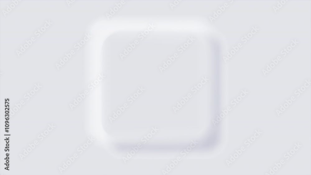 Animation of Soft White square neumorphism button, Minimalist neumorphism podium or stage reveals from top view for placing a product or the object. Animation of Soft White square neumorphism button, Minimalist neumorphism podium or stage reveals from top view for placing a product or the object.