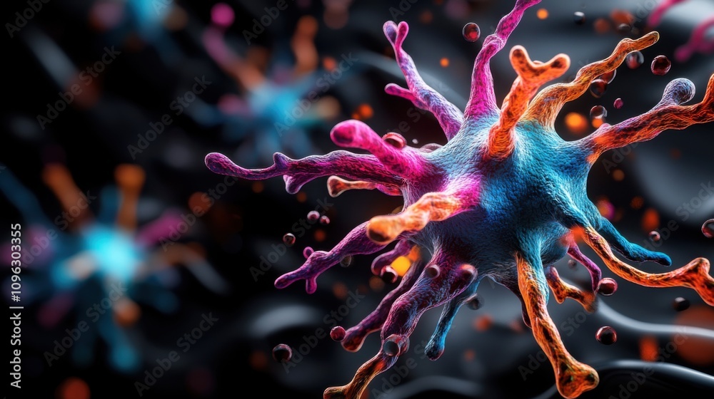 Obraz premium Vibrant Neon Neural Pathways Illustration