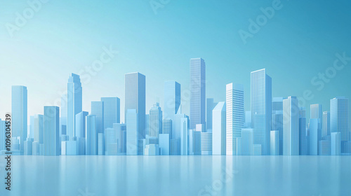 Modern City Skyline with CBD Office Buildings - Drone View and Clear Blue Sky