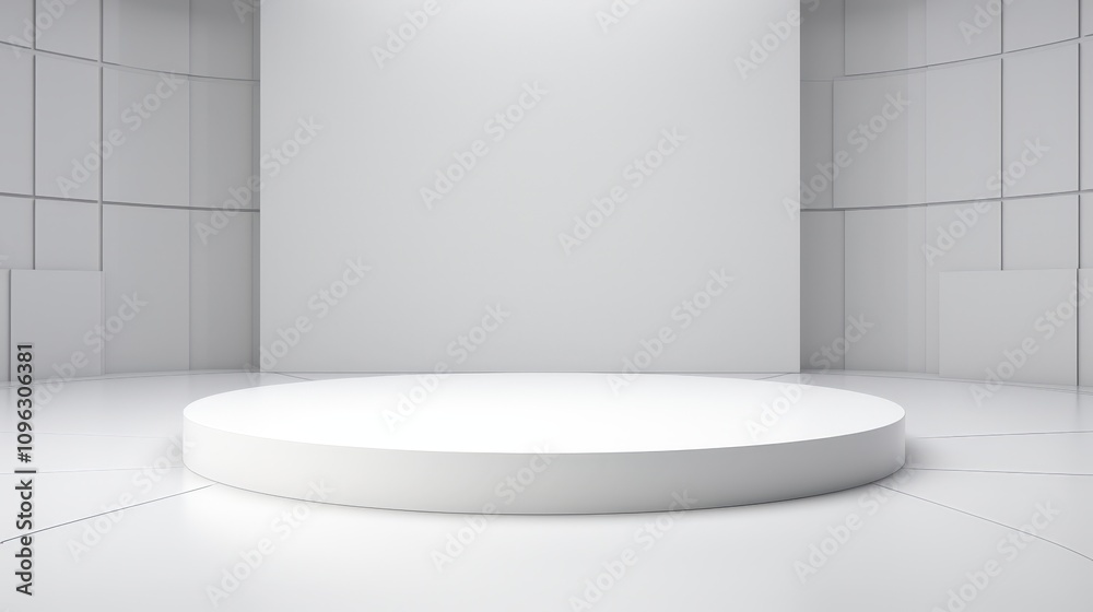 Fototapeta premium Minimalist Studio Background with Circle Stage for Presentations