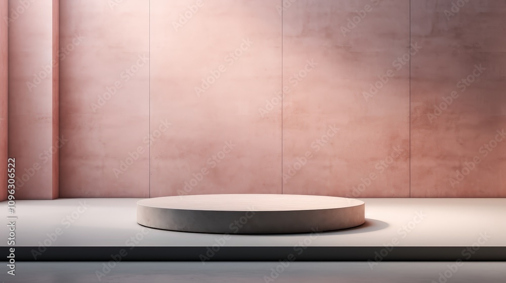 Minimalist Studio Setup with Circular Platform and Soft Lighting Minimalist Studio Setup with Circular Platform and Soft Lighting