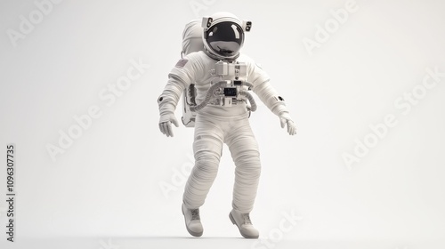 Astronaut performing zero-gravity movements space station digital art isolated environment dynamic perspective space exploration theme photo