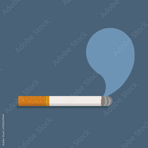 cigarette smoke as a message on a blue background