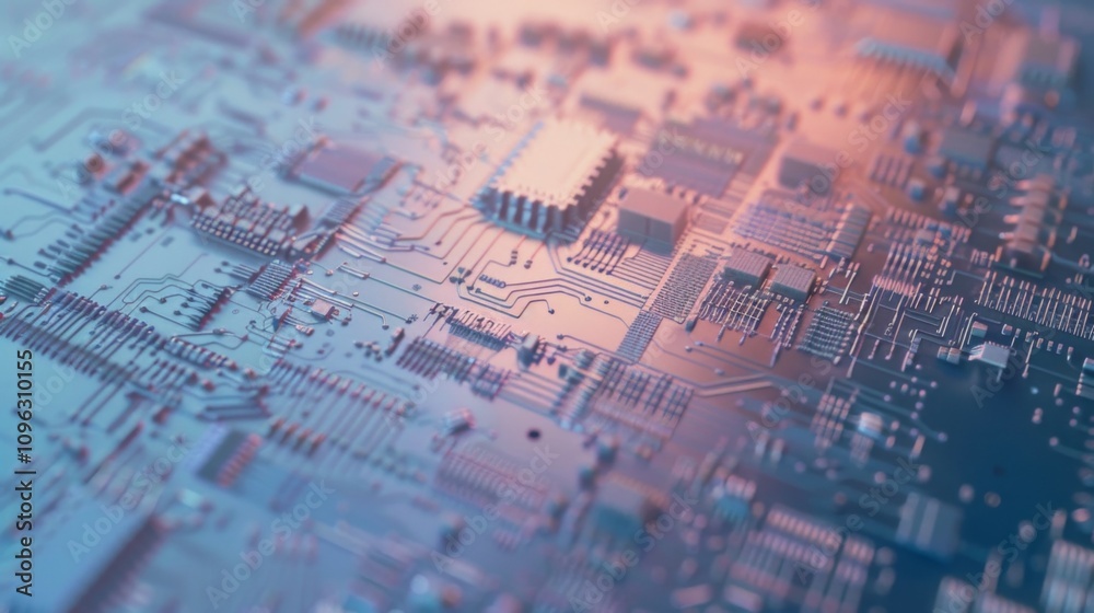 Fototapeta premium Close-up of semiconductor chip with detailed electronic components and circuits on clean white background, ideal for tech and engineering projects.