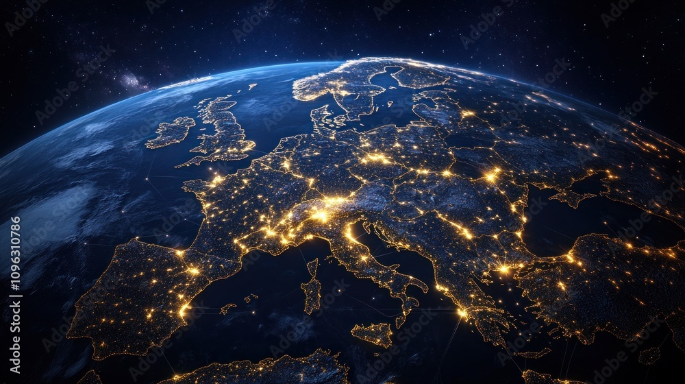 Obraz premium Europe at Night: A Satellite View