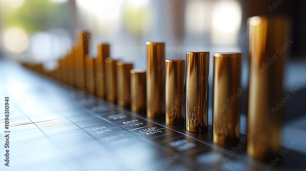 Abstract rising bar chart in 3D symbolizing growth and scalability on white Abstract rising bar chart in 3D symbolizing growth and scalability on white