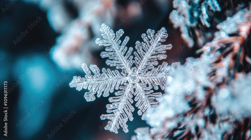 Intricate macro shot of a snowflake highlighting its delicate, symmetrical patterns against a softly blurred winter background. Intricate macro shot of a snowflake highlighting its delicate, symmetrical patterns against a softly blurred winter background.