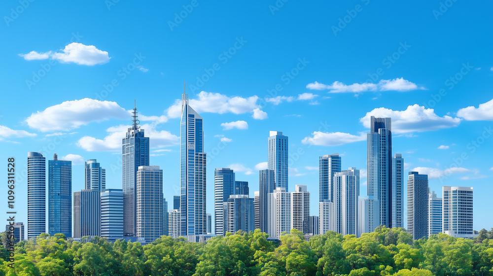 City Skyline under Blue Sky and White Clouds City Skyline under Blue Sky and White Clouds