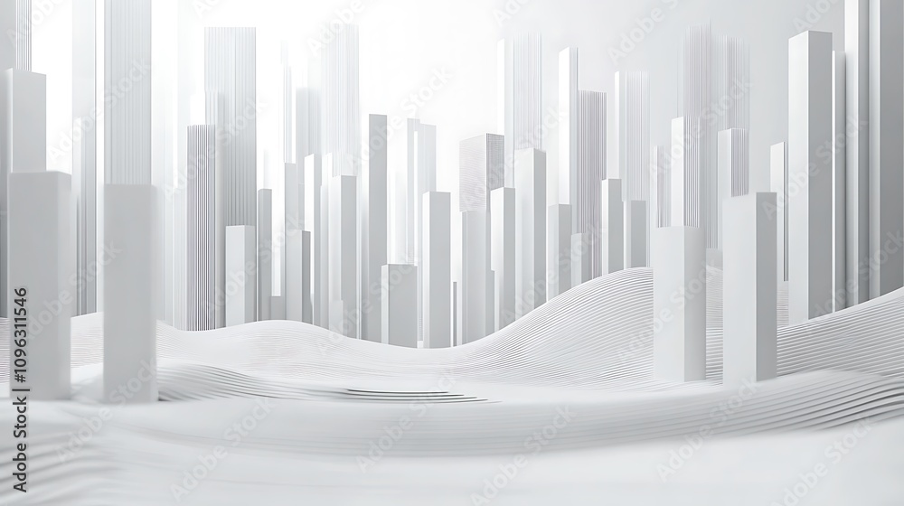 Minimalist growth visualization with a rising bar graph in 3D on white background Minimalist growth visualization with a rising bar graph in 3D on white background