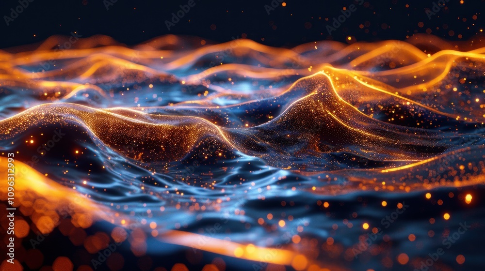 Abstract Digital Landscape with Glowing Particles Abstract Digital Landscape with Glowing Particles