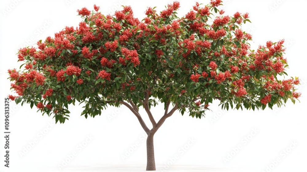 Obraz premium Stunning Red Blossomed Tree in Nature