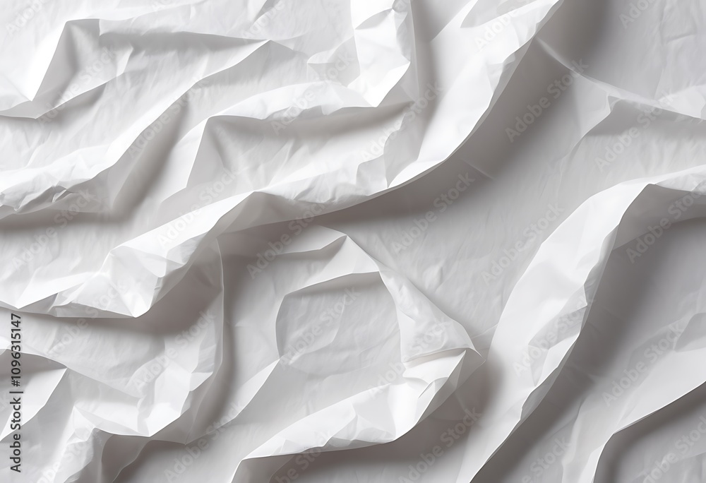 Fototapeta premium Image of Crumpled sheet of toned white paper close up. Texture for background usage