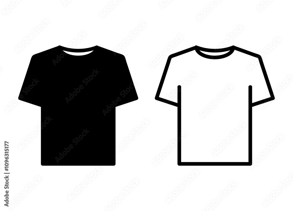 Naklejka premium T-shirt icon. Simple flat, outline, solid style. Tee symbol, linear style sign for mobile concept and web design. Trendy shirt casual simple line vector icon logo. Vector Illustration