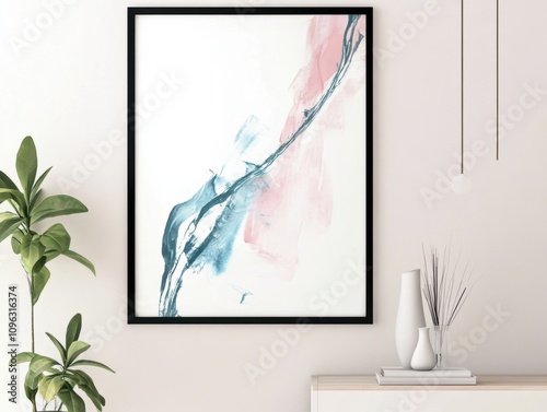 mock up poster frame in modern interior background, living room, Scandinavian style, 3D render, 3D illustration
