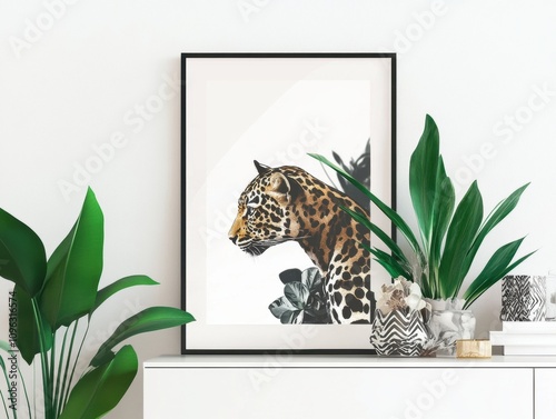 mock up poster frame in modern interior background, living room, Scandinavian style, 3D render, 3D illustration
