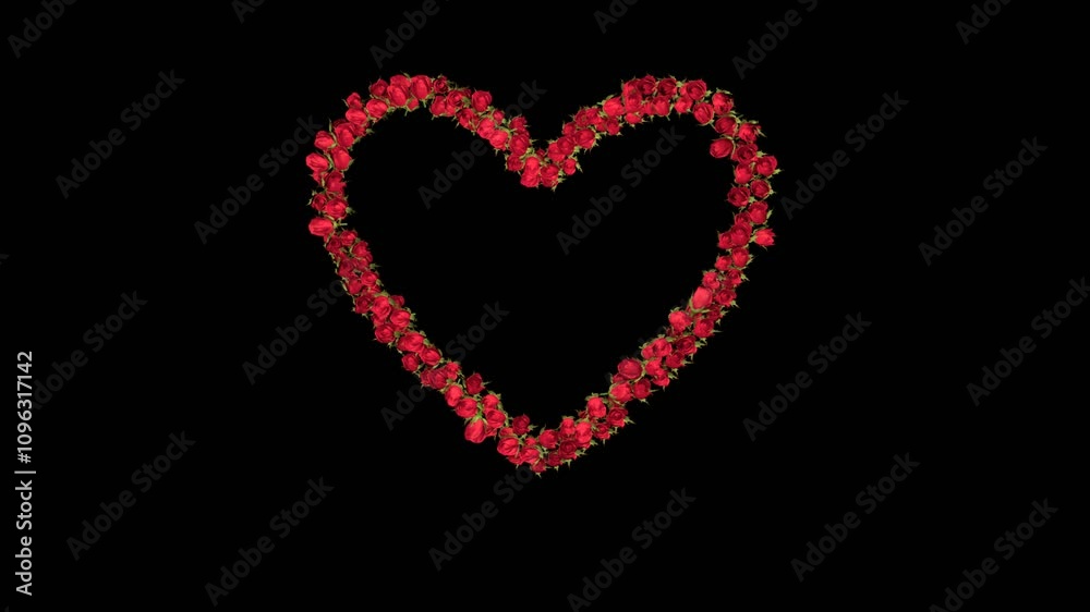 Red Rose Heart Formation Valentines Overlay on Transparent Background Outlined Red Rose Heart Formation Valentines Overlay on Transparent Background Outlined