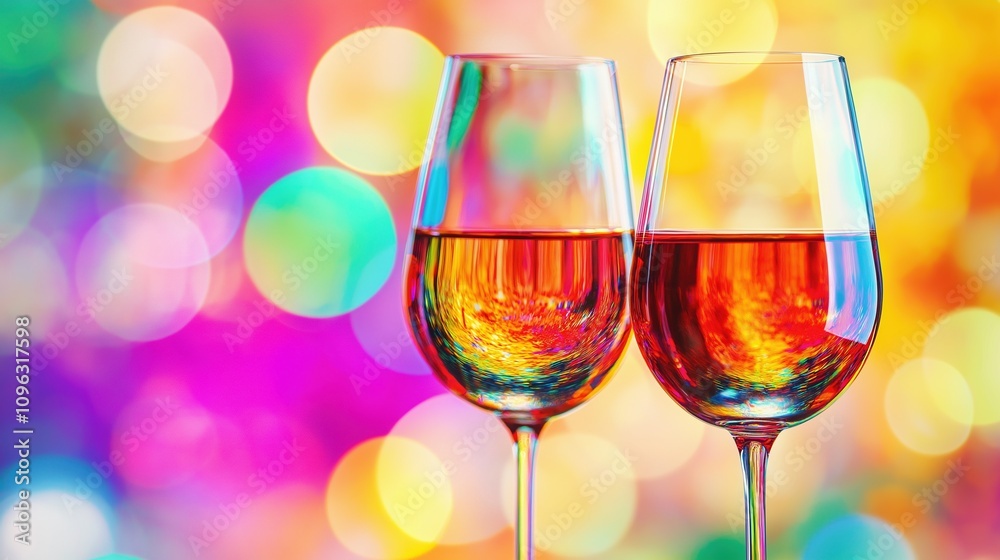 Cheers! Clinking Glasses Against Colorful Background Cheers! Clinking Glasses Against Colorful Background
