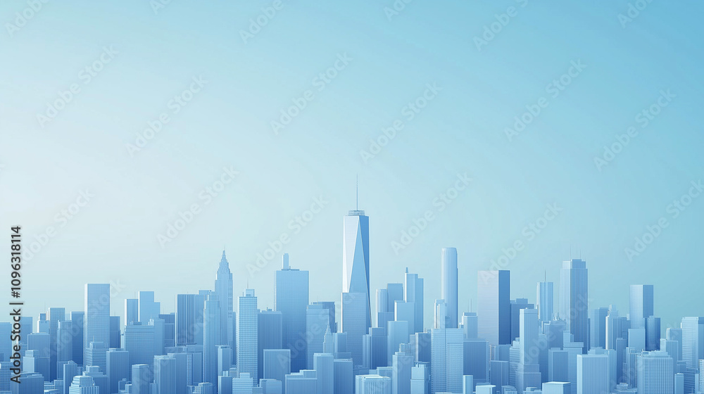 Modern Skyline with High-Rise Office Buildings under Blue Sky Modern Skyline with High-Rise Office Buildings under Blue Sky