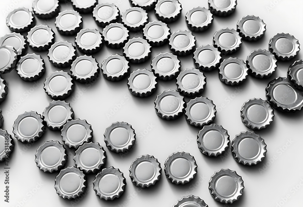 Many beer bottle caps on white background. isolated with clipping path Many beer bottle caps on white background. isolated with clipping path