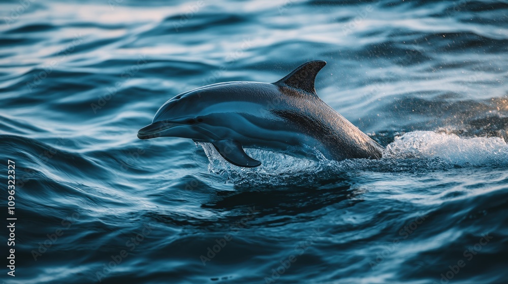 Obraz premium Dolphin Leaping Through Deep Blue Waters