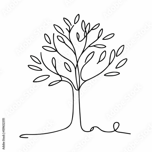 Minimalist Line Drawing of a Tree