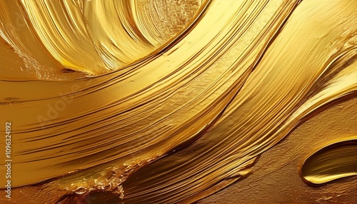 abstract gold painting background with a brush texture and macro shot