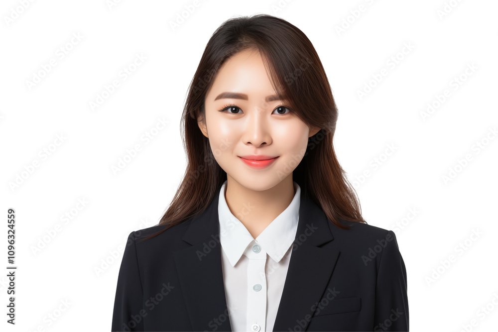 Smiling asian businesswomen in suit on transparent background. Women in work clothes. Rich women. Business boss. Boss of a start-up. Asian women. Chinese women. Japanese women. Smiling asian business
