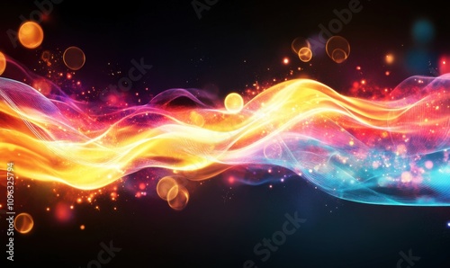 Abstract background with plasma energy streams on dark matrix