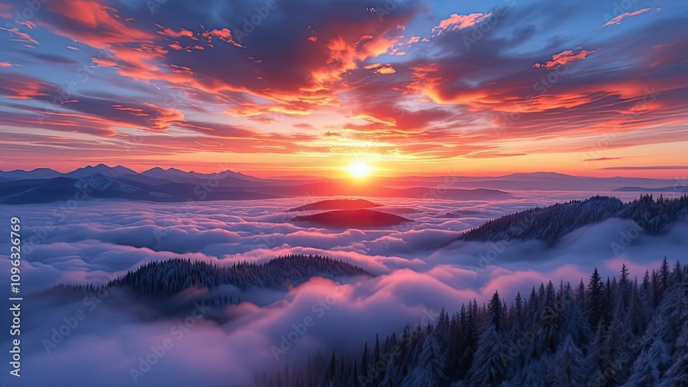 Fototapeta premium Issaquah Mountains, double-exposed in AI art, a breathtaking vista.