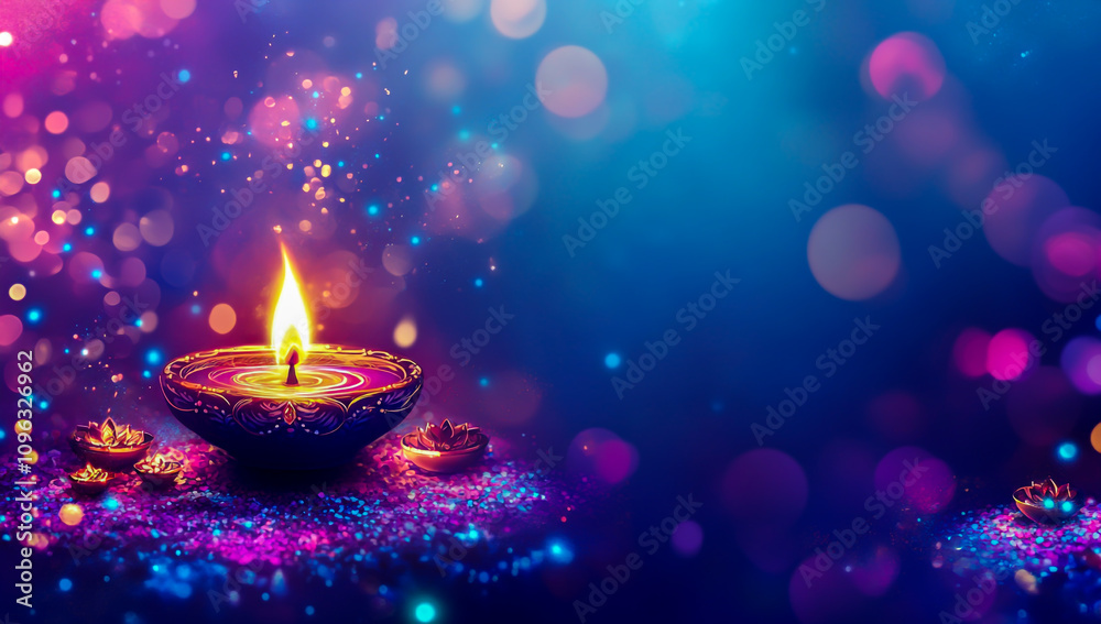 Diwali background with burning oil lamp and copy space Diwali background with burning oil lamp and copy space