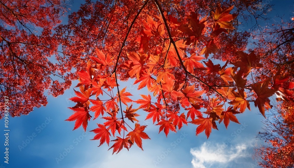 red maple leaves in autumn season with blue sky background selective focus red maple leaves in autumn season with blue sky background selective focus