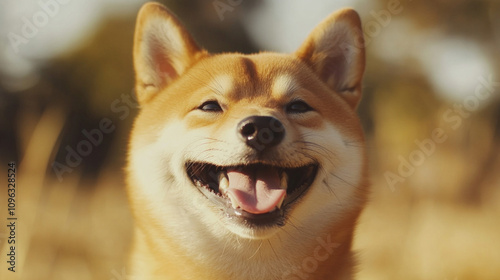 A small dog has a happy expression on its face. Ai generative