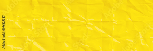 Yellow clean crumpled paper background. Horizontal crumpled empty paper template for posters and banners. Vector illustration