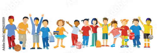 Eine große Gruppe von Lustige Schulkinder.eps