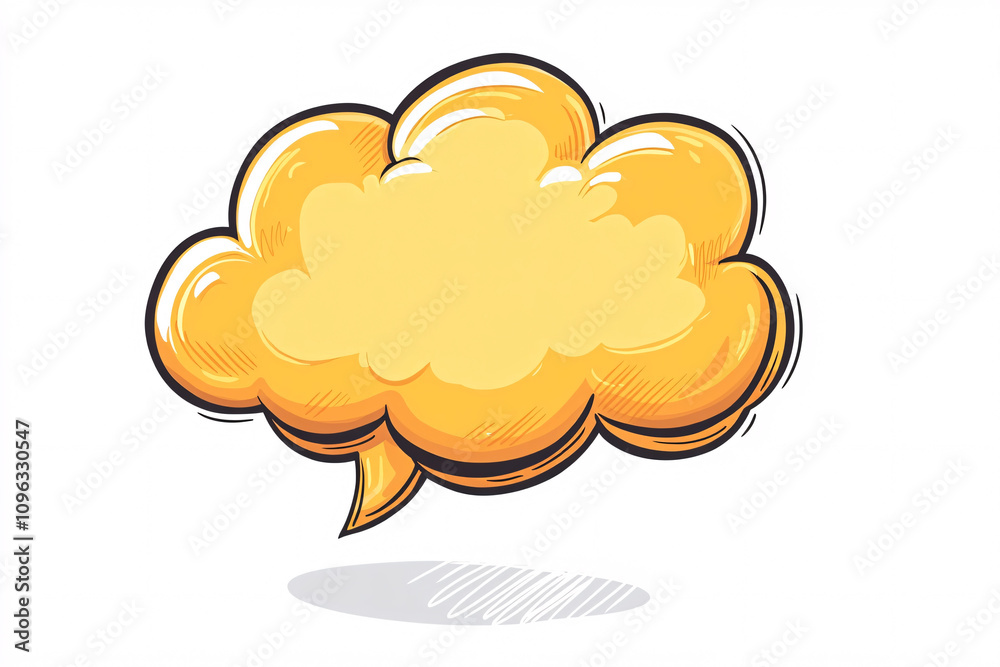 A rounded yellow-orange speech bubble with black accents and a subtle shadow giving it depth on a white background
A rounded yellow-orange speech bubble with black accents and a subtle shadow giving it depth on a white background