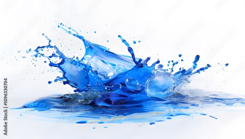 Dynamic blue water splash on a white background. Dynamic blue water splash on a white background.